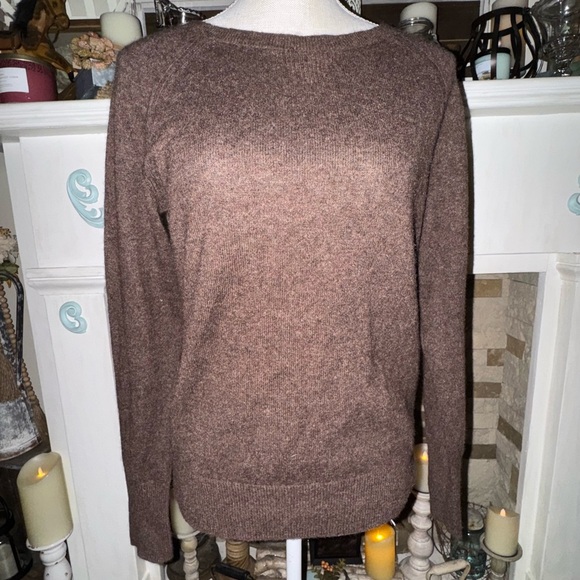 Halogen 100% Cashmere Chocolate Brown Knit Boat Neck Pullover sweater Sz S  EUC - Picture 1 of 7